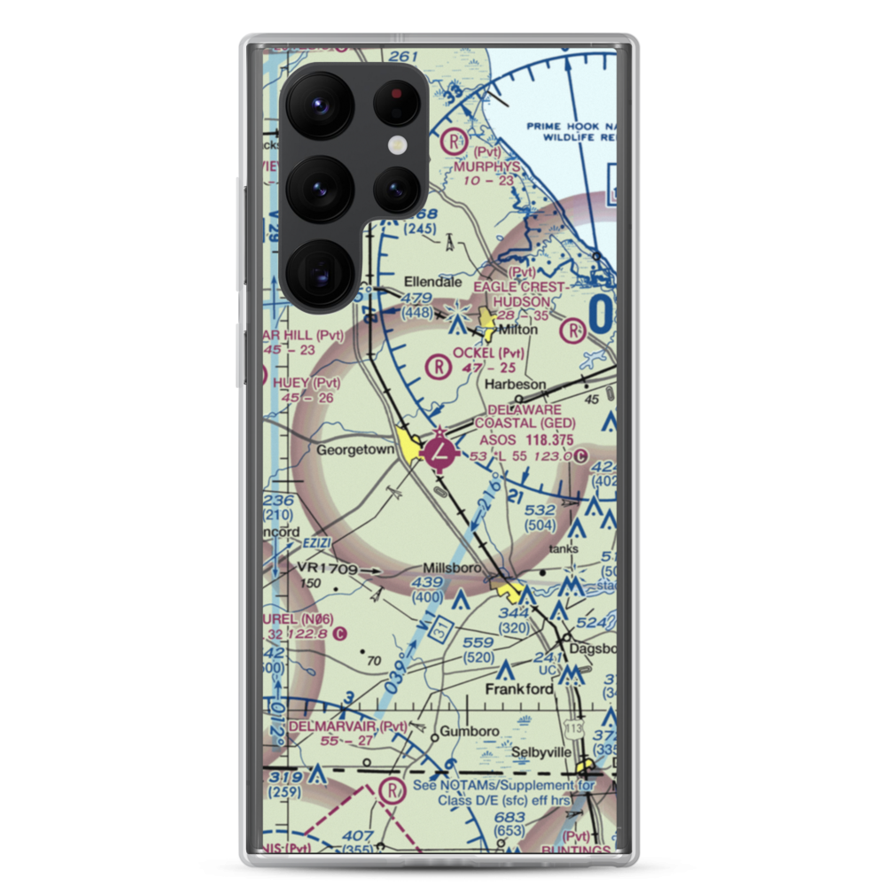 Sussex County Airport (GED) VFR Sectional Samsung Case Samsung Galaxy S22 Ultra model shown