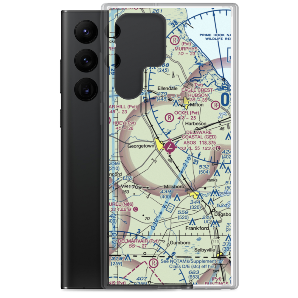 Sussex County Airport (GED) VFR Sectional Samsung Case Samsung Galaxy S22 Ultra model shown