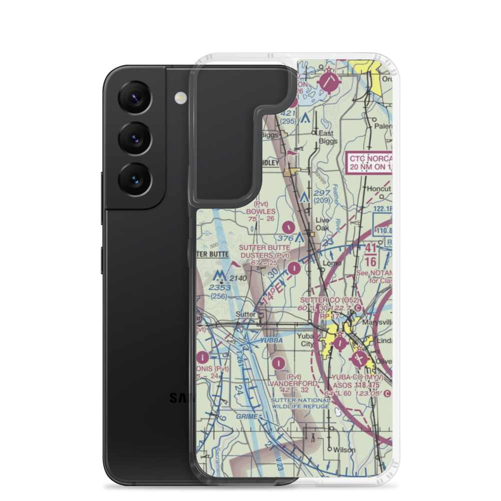 Sutter Butte Dusters Airport (0CN2) VFR Sectional Samsung Case Samsung Galaxy S22 model shown