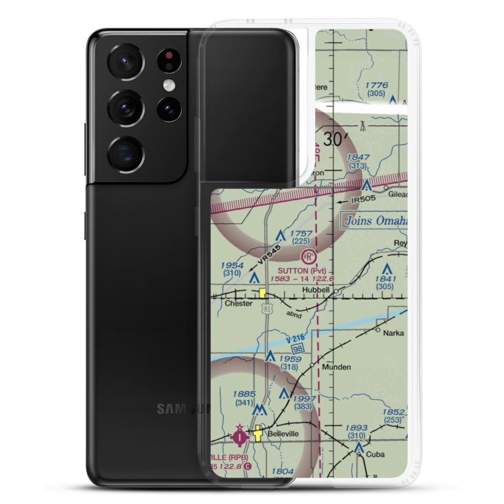 Sutton Airport (NE35) VFR Sectional Samsung Case Samsung Galaxy S21 Ultra model shown