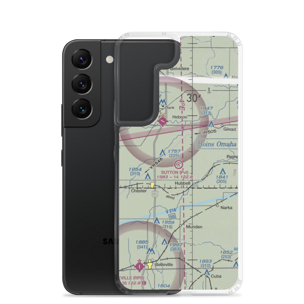 Sutton Airport (NE35) VFR Sectional Samsung Case Samsung Galaxy S22 model shown