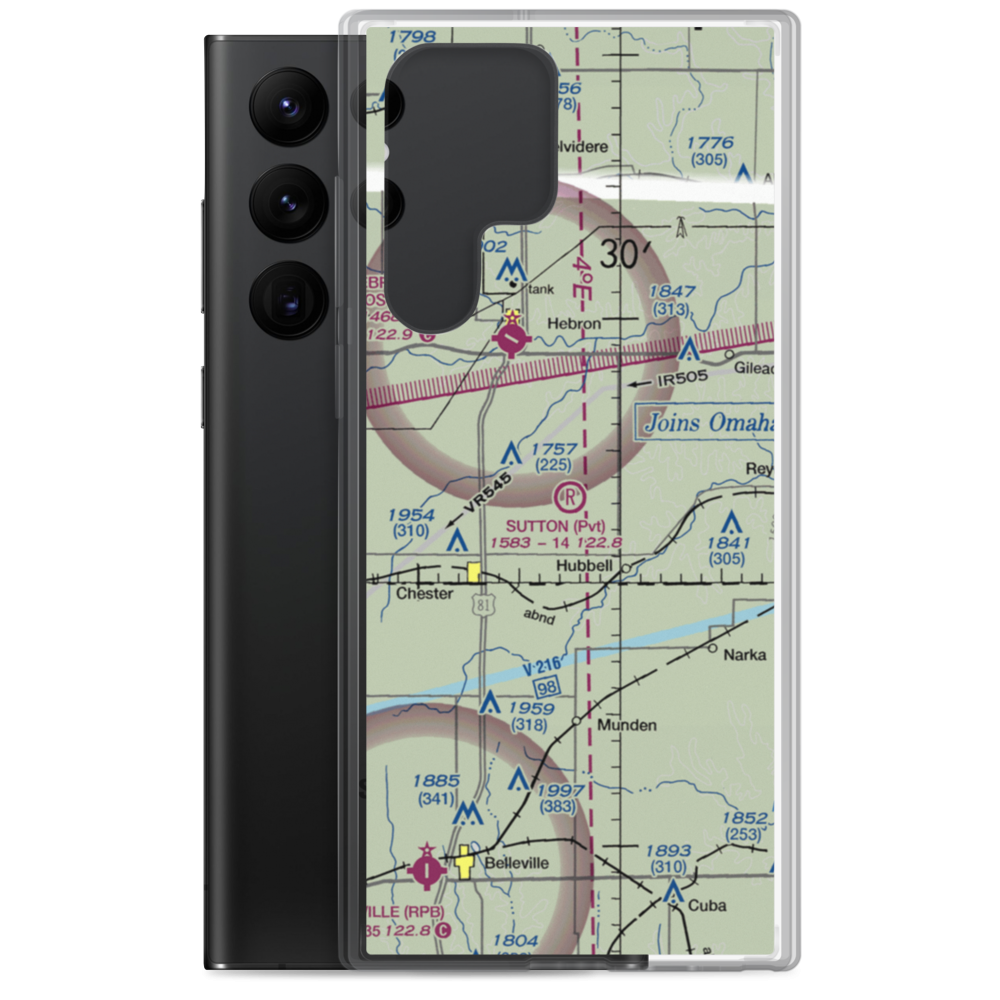 Sutton Airport (NE35) VFR Sectional Samsung Case Samsung Galaxy S22 Ultra model shown