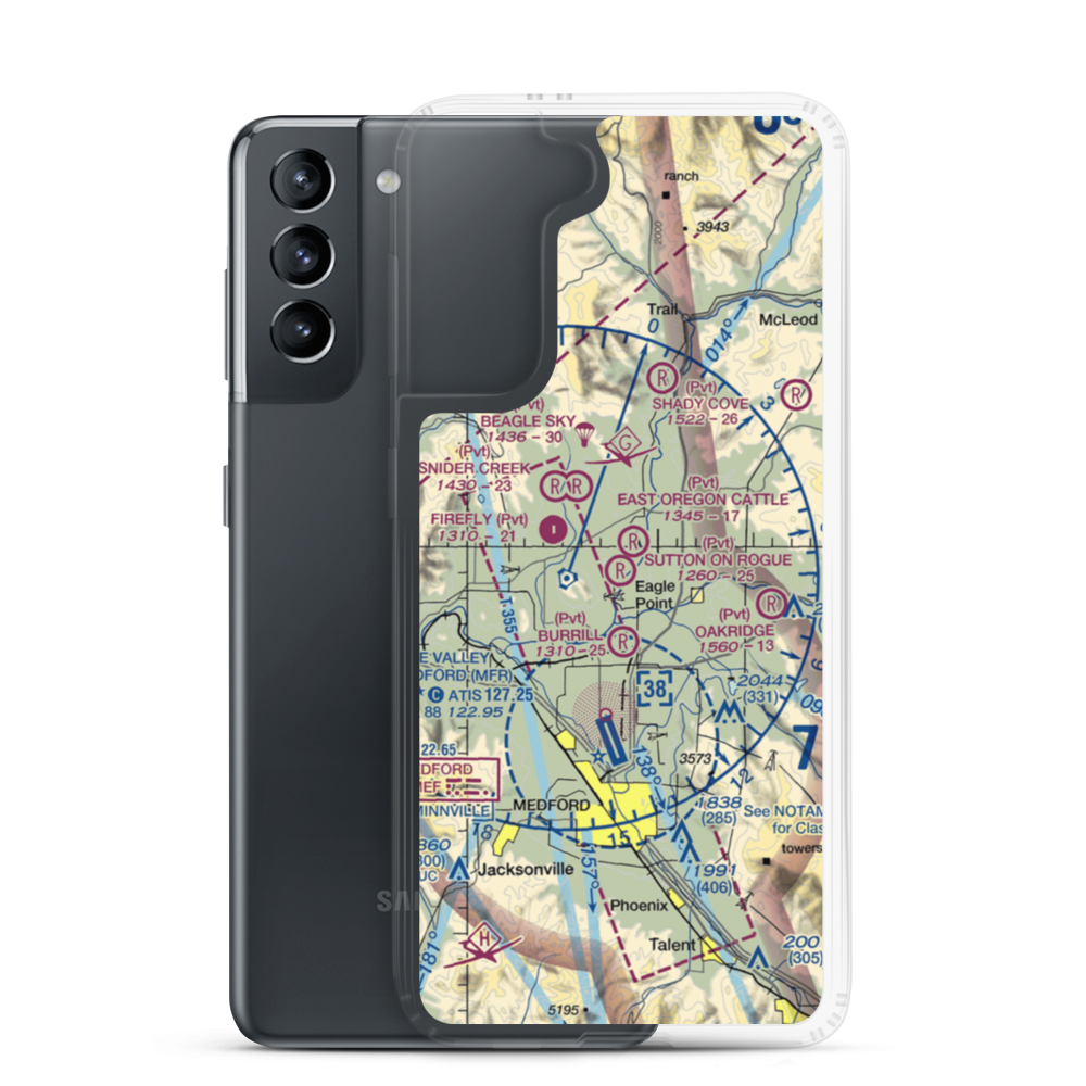 Sutton on Rogue Airport (0OR8) VFR Sectional Samsung Case Samsung Galaxy S21 model shown
