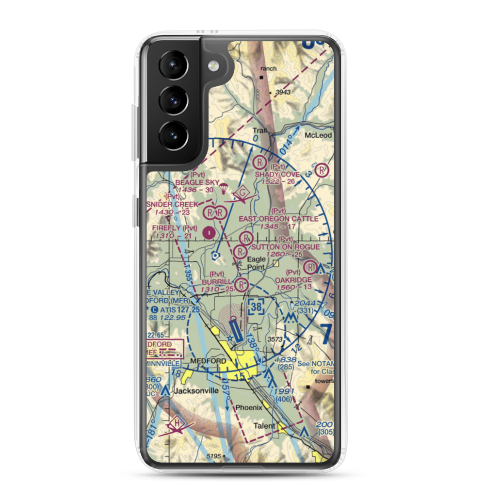 Sutton on Rogue Airport (0OR8) VFR Sectional Samsung Case Samsung Galaxy S21 Plus model shown