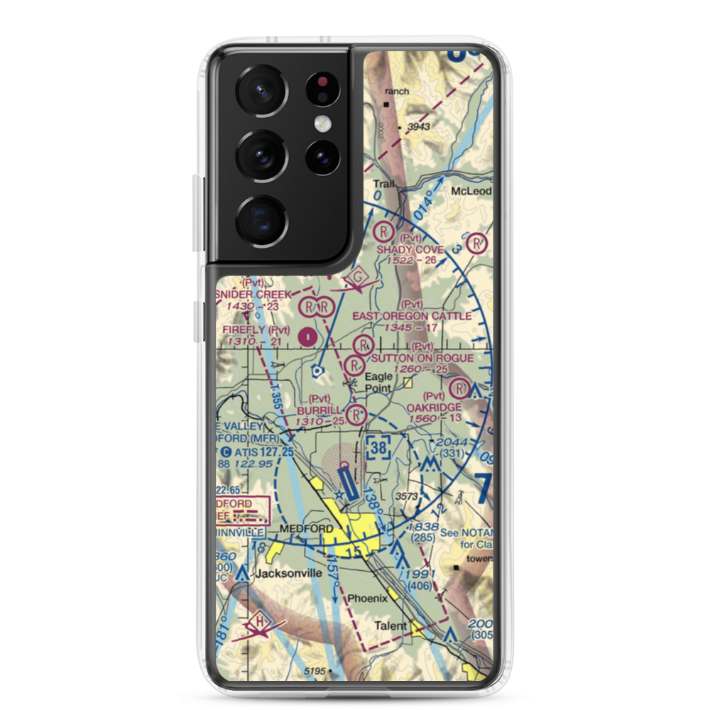 Sutton on Rogue Airport (0OR8) VFR Sectional Samsung Case Samsung Galaxy S21 Ultra model shown