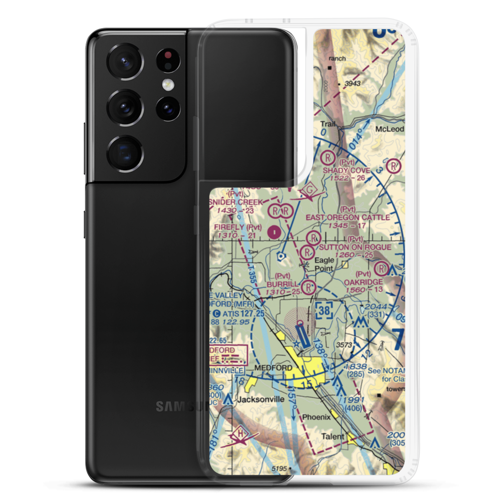 Sutton on Rogue Airport (0OR8) VFR Sectional Samsung Case Samsung Galaxy S21 Ultra model shown