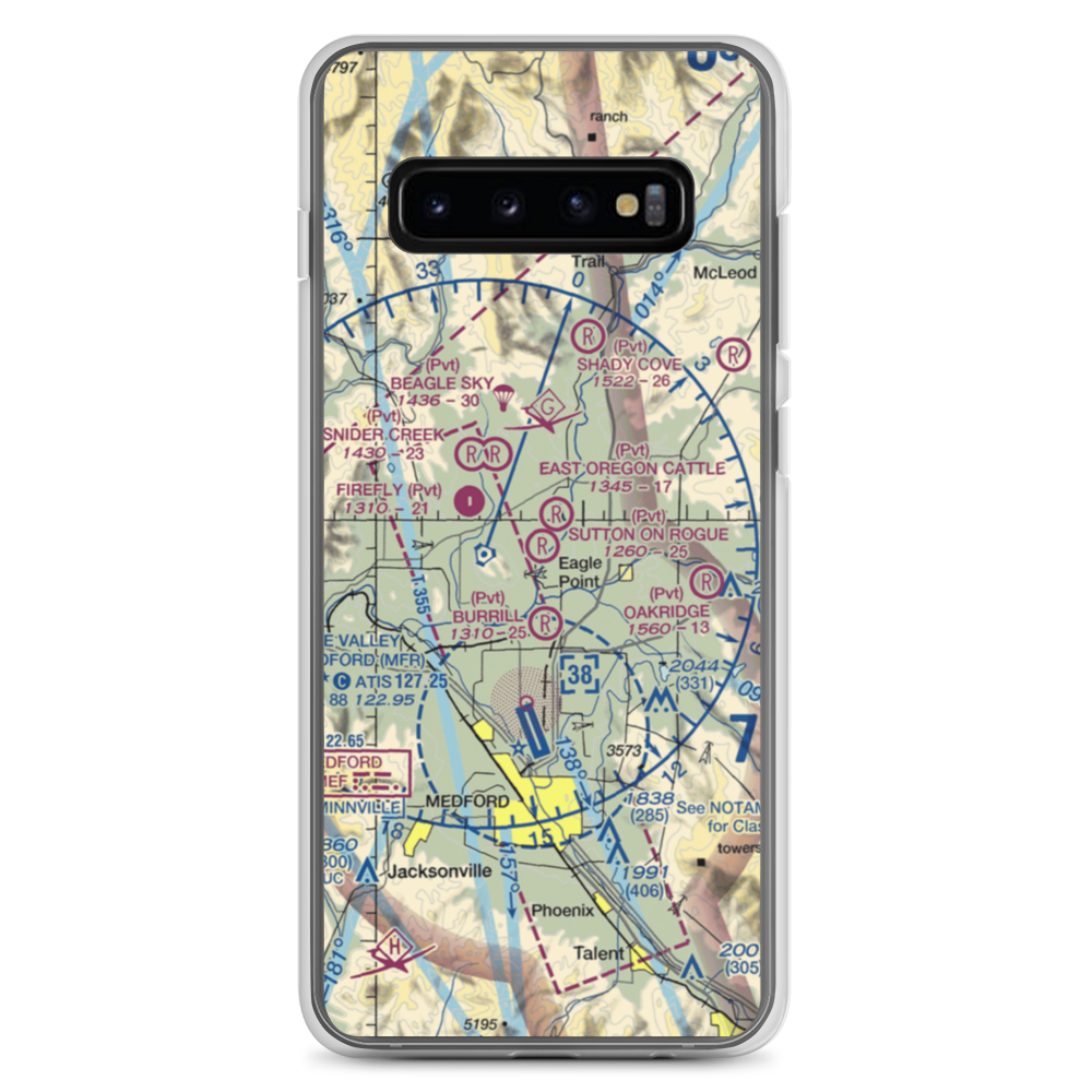Sutton on Rogue Airport (0OR8) VFR Sectional Samsung Case Samsung Galaxy S10+ model shown