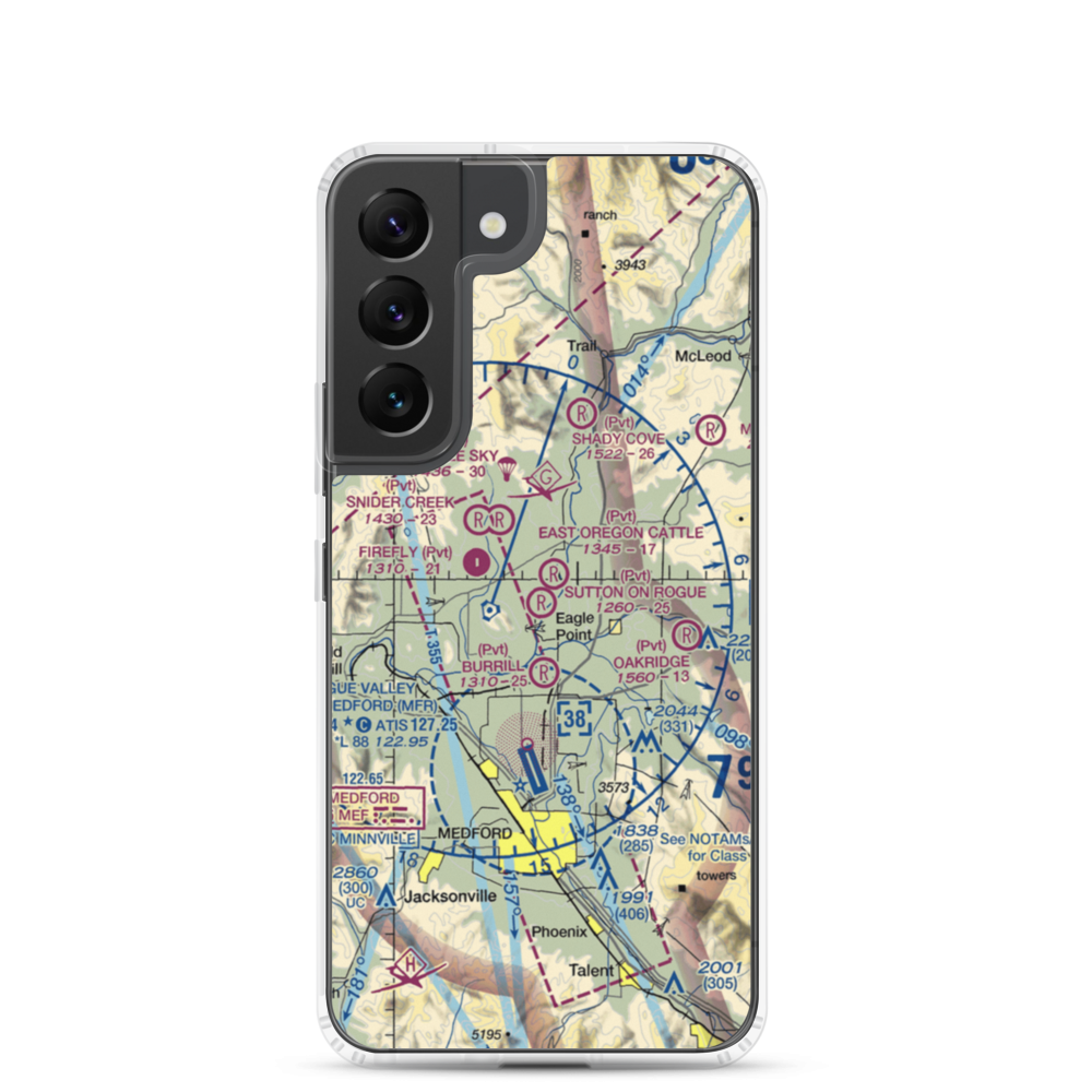 Sutton on Rogue Airport (0OR8) VFR Sectional Samsung Case Samsung Galaxy S22 model shown