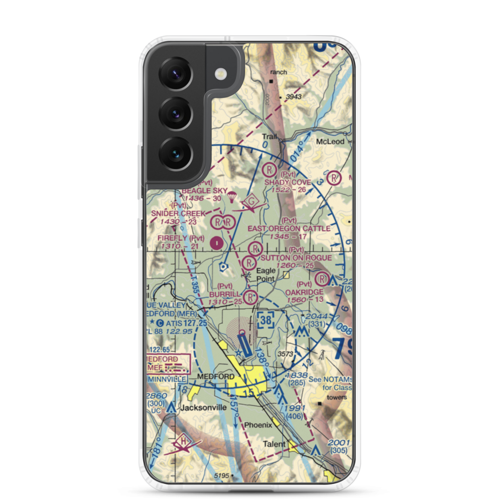 Sutton on Rogue Airport (0OR8) VFR Sectional Samsung Case Samsung Galaxy S22 Plus model shown