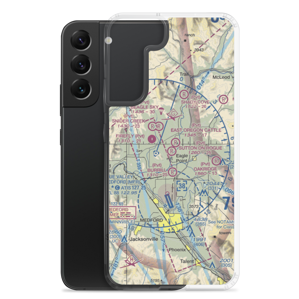 Sutton on Rogue Airport (0OR8) VFR Sectional Samsung Case Samsung Galaxy S22 Plus model shown