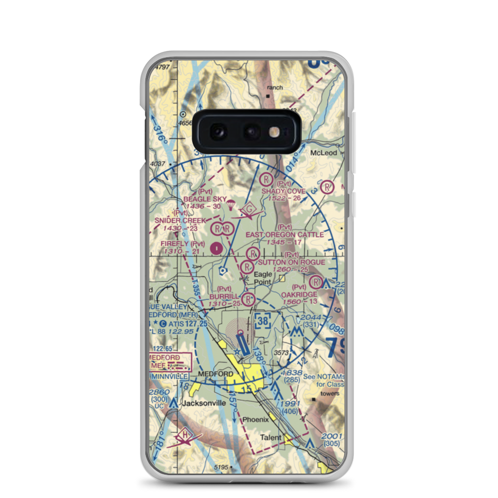 Sutton on Rogue Airport (0OR8) VFR Sectional Samsung Case Samsung Galaxy S10e model shown