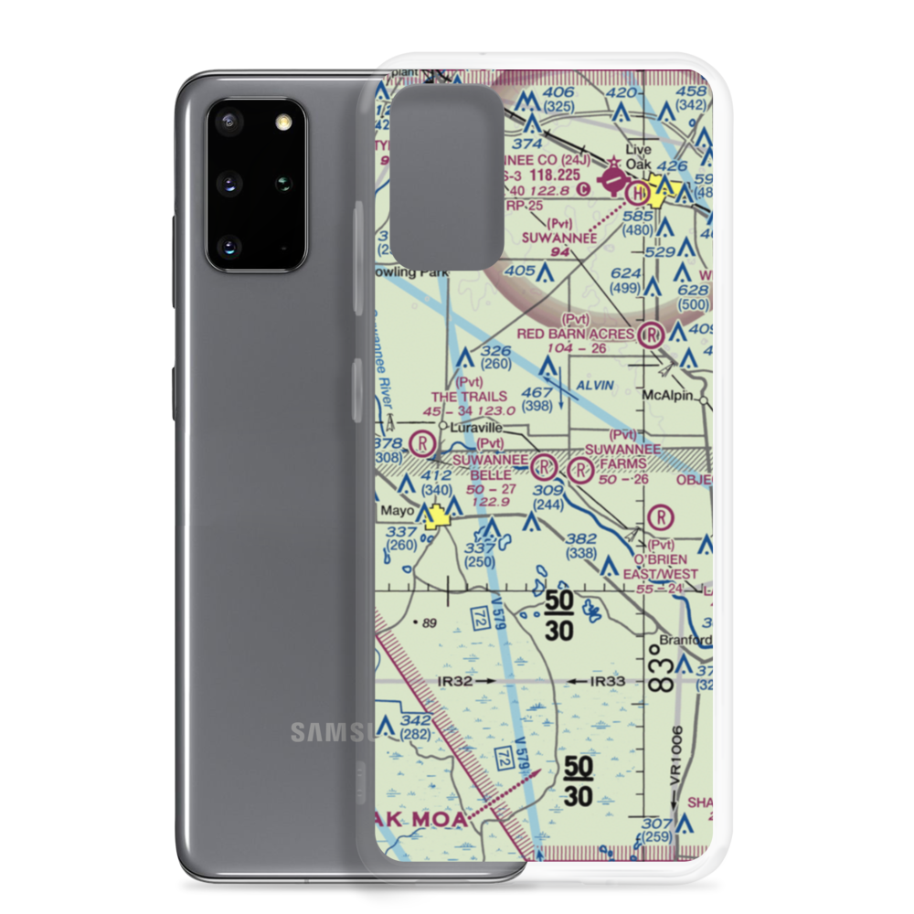 Suwannee Belle Airport (9FL0) VFR Sectional Samsung Case Samsung Galaxy S20 Plus model shown