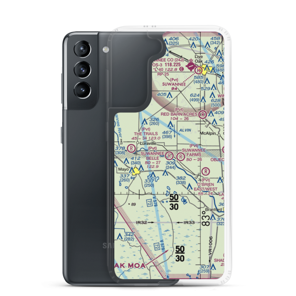 Suwannee Belle Airport (9FL0) VFR Sectional Samsung Case Samsung Galaxy S21 model shown