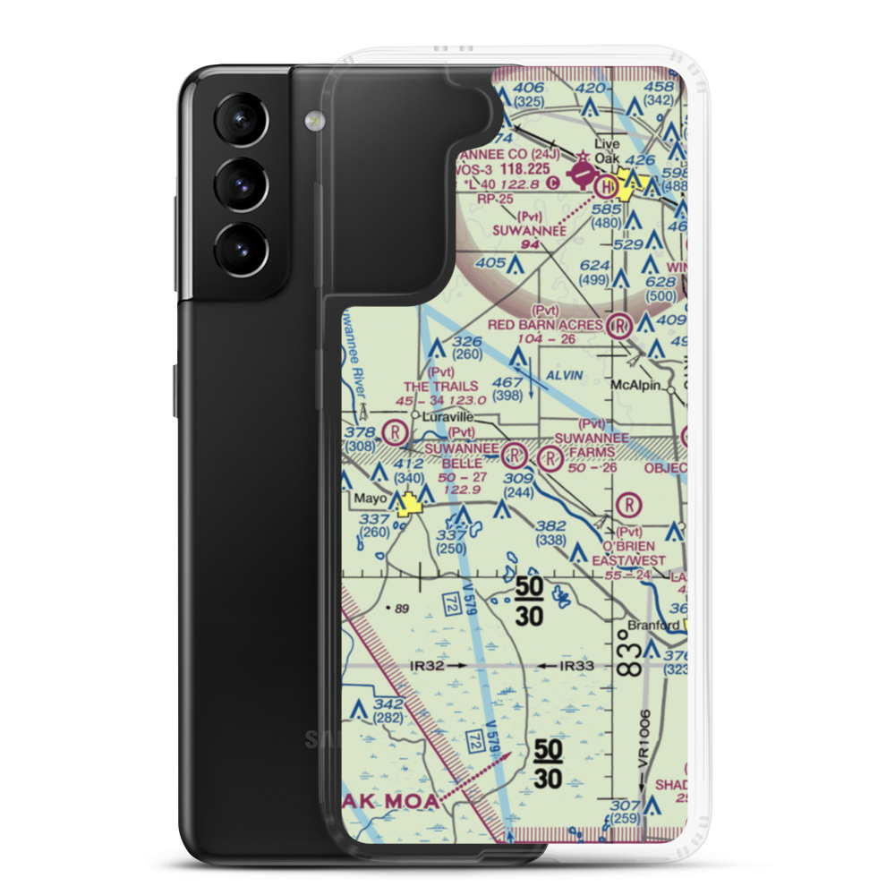 Suwannee Belle Airport (9FL0) VFR Sectional Samsung Case Samsung Galaxy S21 Plus model shown