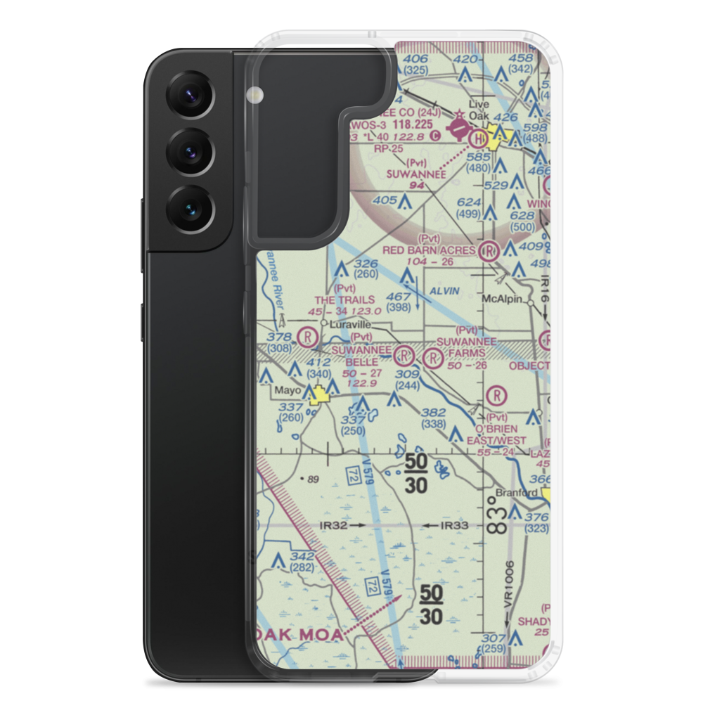 Suwannee Belle Airport (9FL0) VFR Sectional Samsung Case Samsung Galaxy S22 Plus model shown