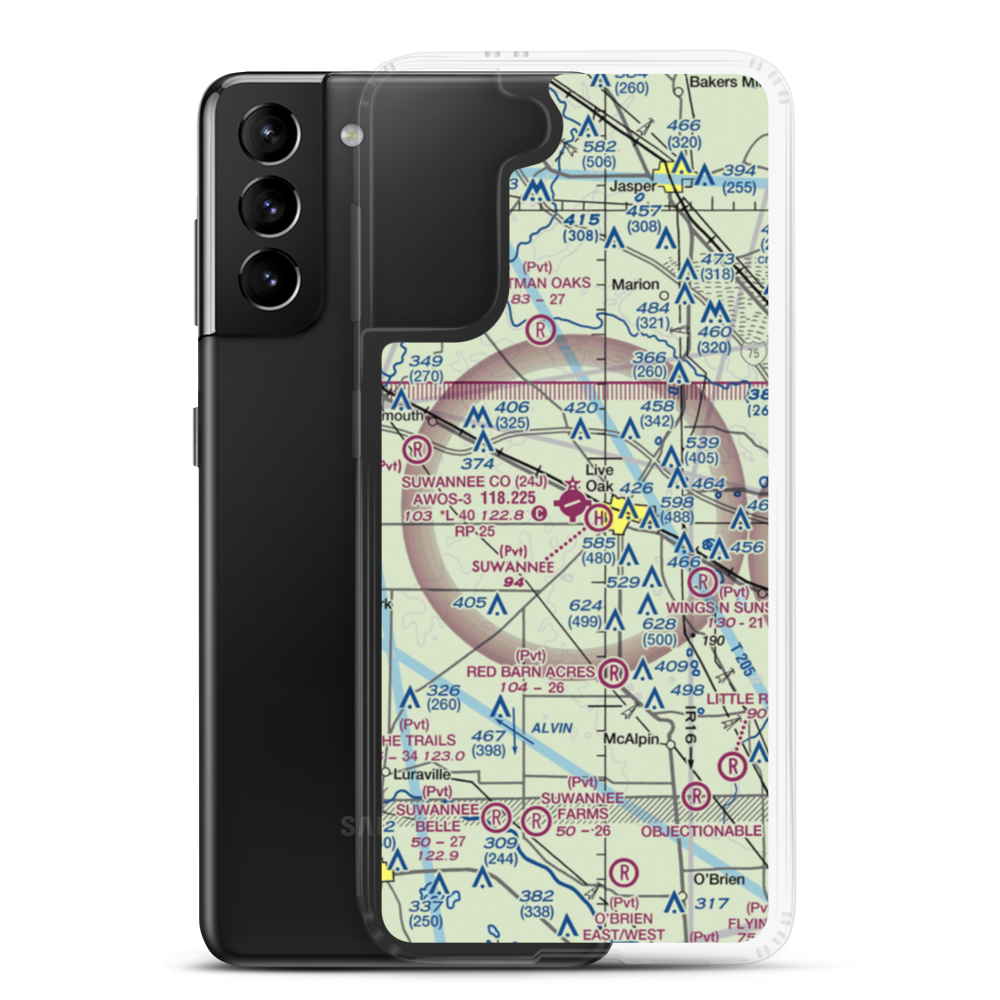 Suwannee County Airport (24J) VFR Sectional Samsung Case Samsung Galaxy S21 Plus model shown