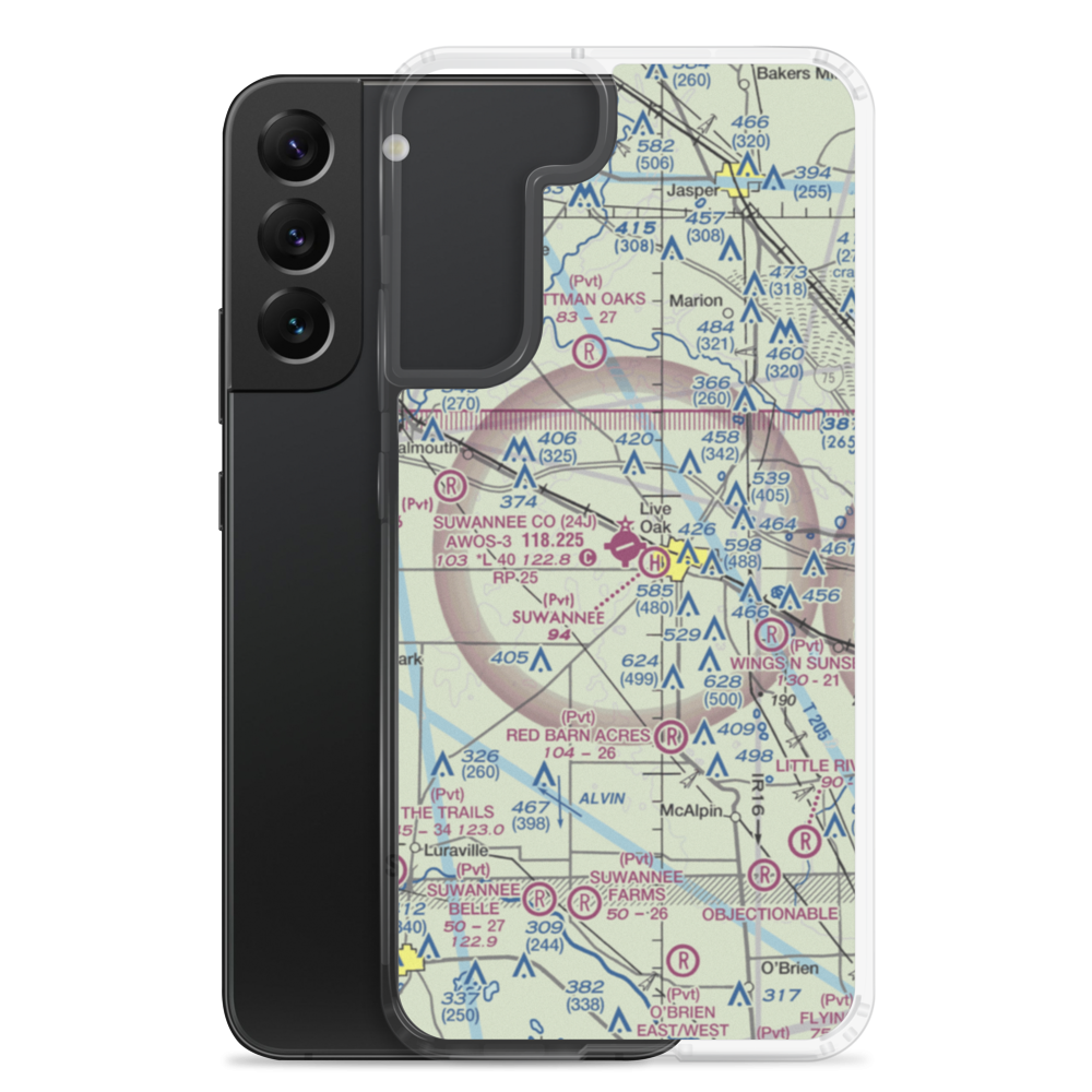 Suwannee County Airport (24J) VFR Sectional Samsung Case Samsung Galaxy S22 Plus model shown