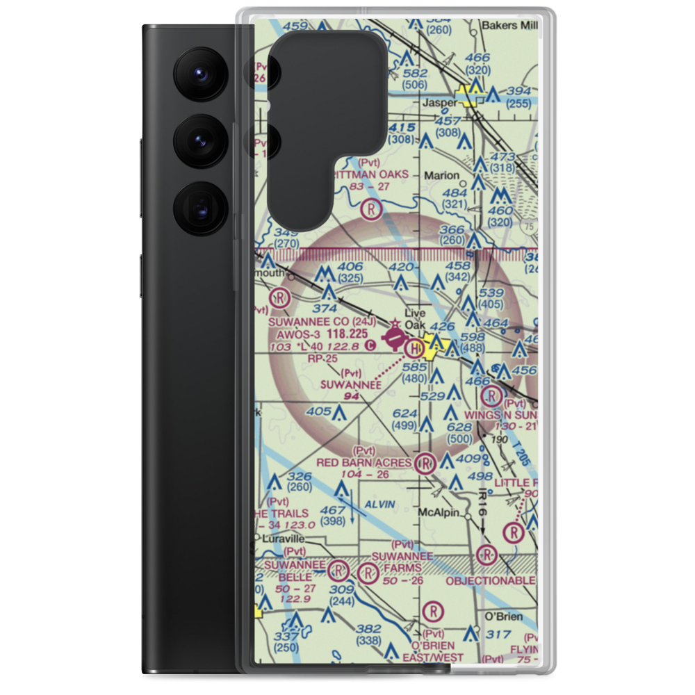 Suwannee County Airport (24J) VFR Sectional Samsung Case Samsung Galaxy S22 Ultra model shown