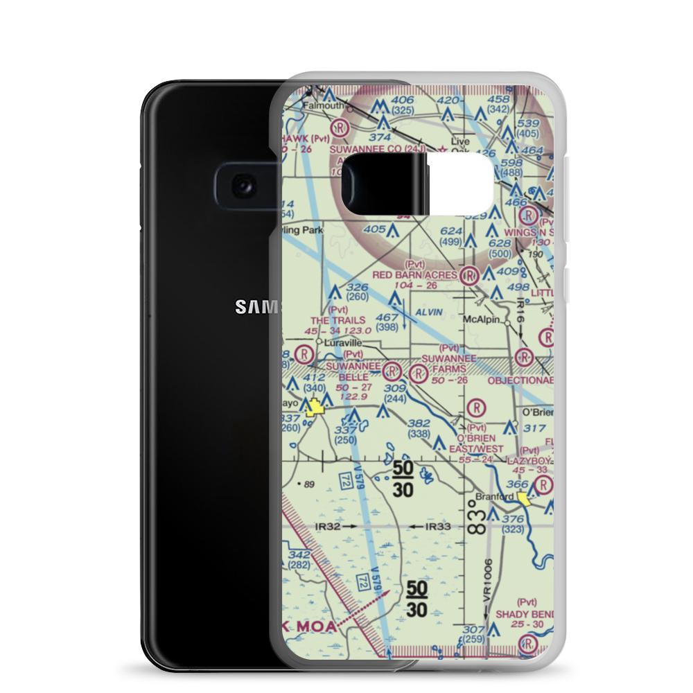 Suwannee Farms Airport (FL18) VFR Sectional Samsung Case Samsung Galaxy S10e model shown