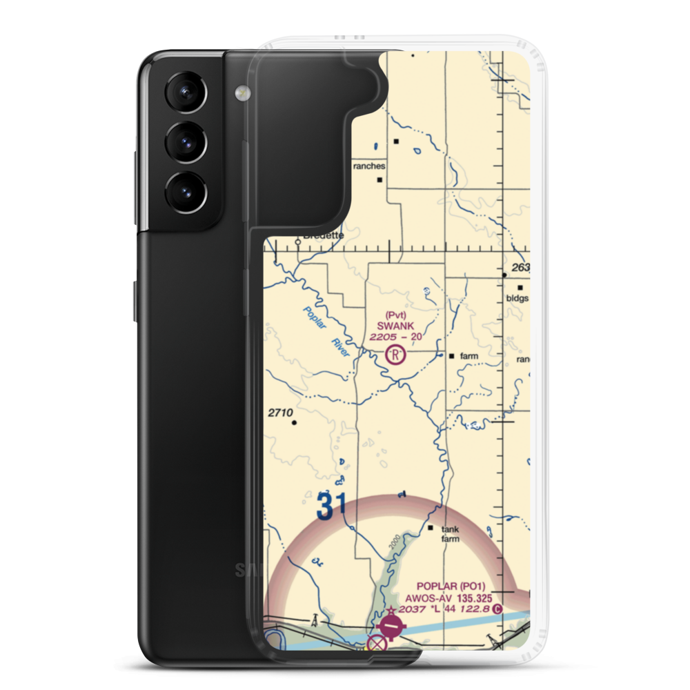 Swank Airport (MT38) VFR Sectional Samsung Case Samsung Galaxy S21 Plus model shown