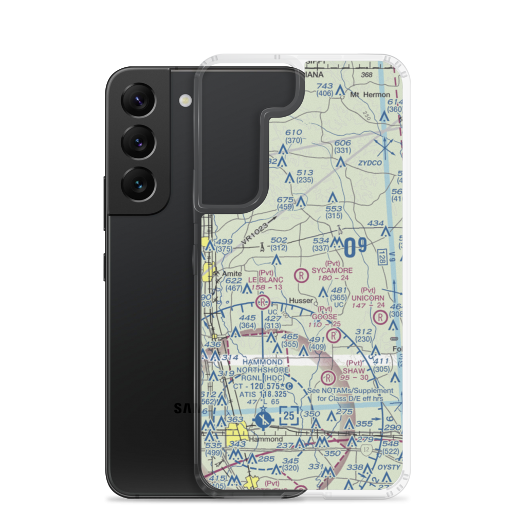 Sycamore Airport (LA79) VFR Sectional Samsung Case Samsung Galaxy S22 model shown