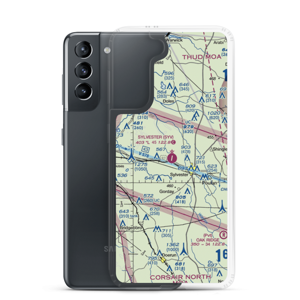 Sylvester Airport (SYV) VFR Sectional Samsung Case Samsung Galaxy S21 model shown
