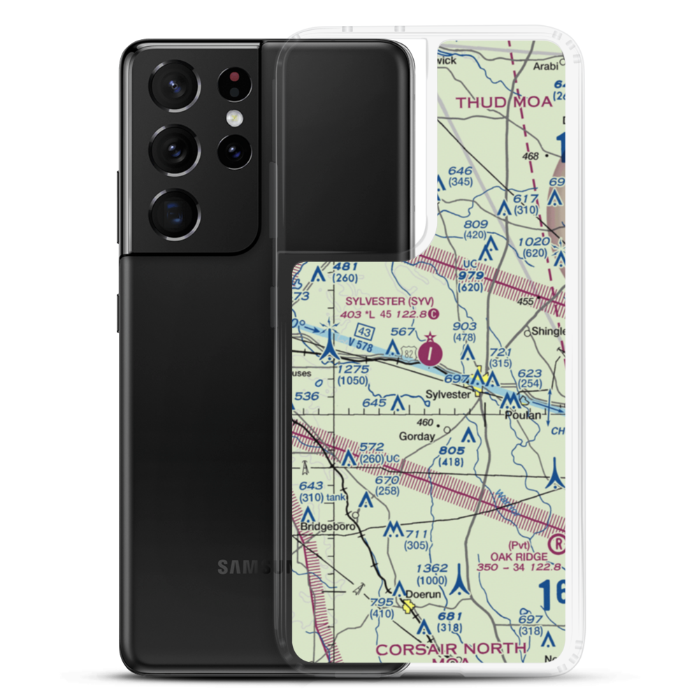 Sylvester Airport (SYV) VFR Sectional Samsung Case Samsung Galaxy S21 Ultra model shown