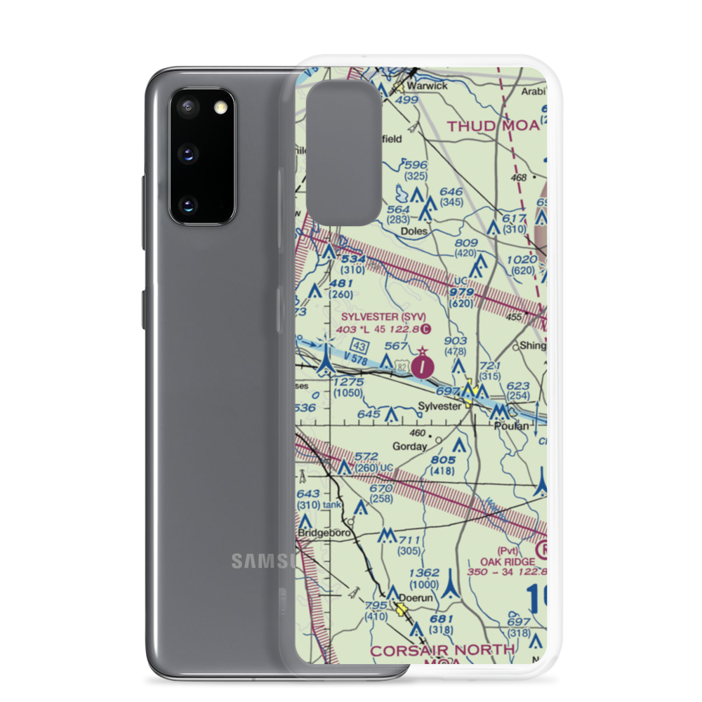 Sylvester Airport (SYV) VFR Sectional Samsung Case Samsung Galaxy S20 model shown