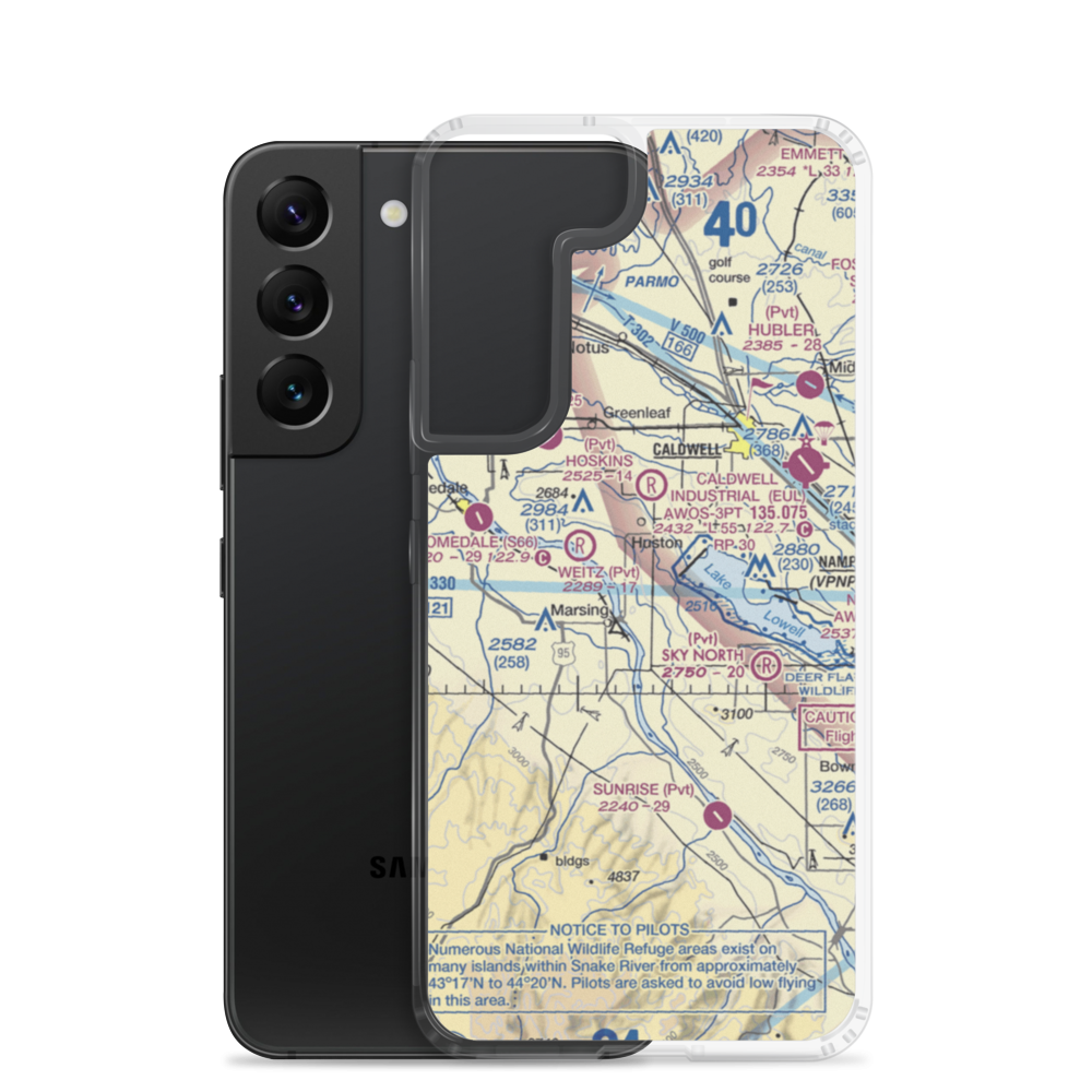 Symms Airport (08ID) VFR Sectional Samsung Case Samsung Galaxy S22 model shown