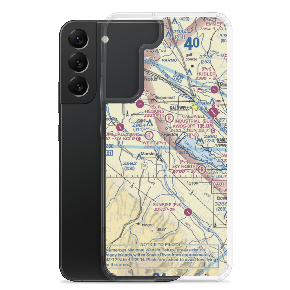 Symms Airport (08ID) VFR Sectional Samsung Case Samsung Galaxy S22 Plus model shown