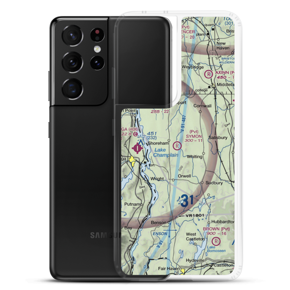 Symon Airport (66VT) VFR Sectional Samsung Case Samsung Galaxy S21 Ultra model shown