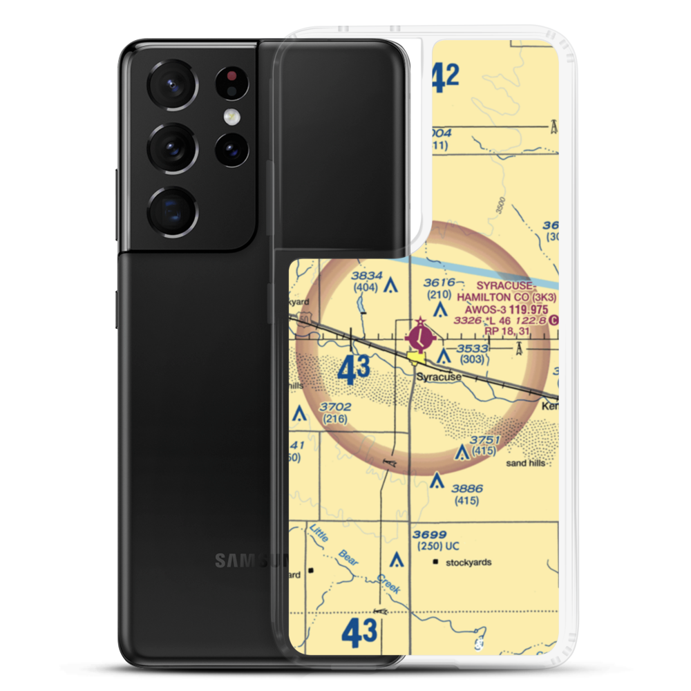 Syracuse Hamilton County Municipal Airport (3K3) VFR Sectional Samsung Case Samsung Galaxy S21 Ultra model shown