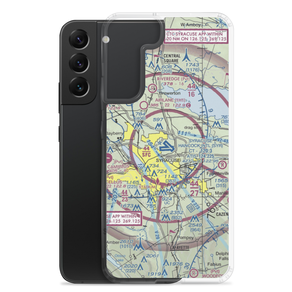 Syracuse Hancock International Airport (SYR) VFR Sectional Samsung Case Samsung Galaxy S22 Plus model shown