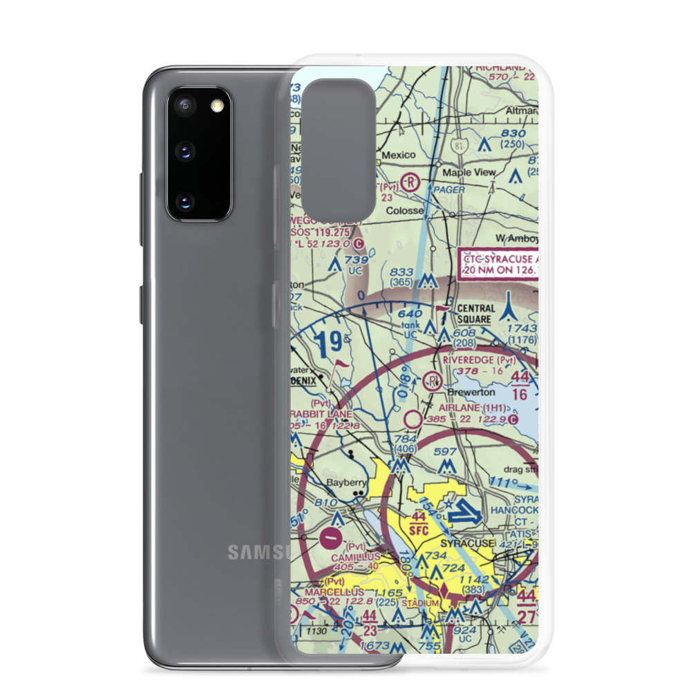 Syracuse Suburban Airport (6NK) VFR Sectional Samsung Case Samsung Galaxy S20 model shown