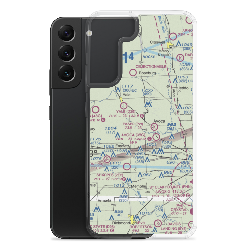 Tackaberry Airport (07D) VFR Sectional Samsung Case Samsung Galaxy S22 Plus model shown
