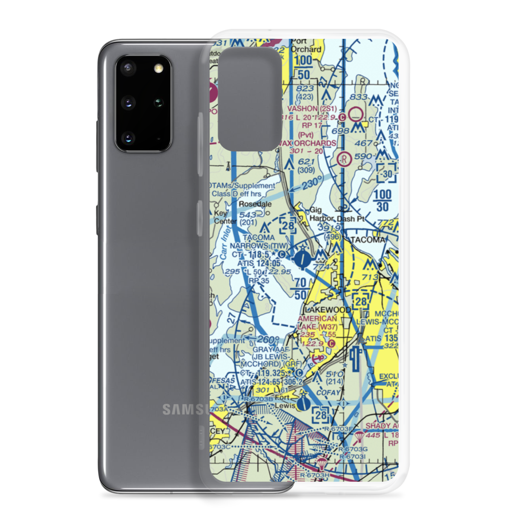 Tacoma Narrows Airport (TIW) VFR Sectional Samsung Case Samsung Galaxy S20 Plus model shown