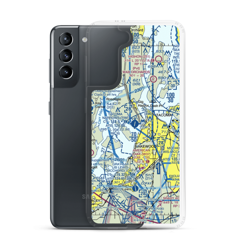 Tacoma Narrows Airport (TIW) VFR Sectional Samsung Case Samsung Galaxy S21 model shown