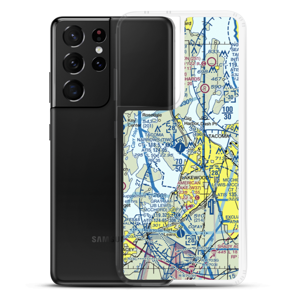 Tacoma Narrows Airport (TIW) VFR Sectional Samsung Case Samsung Galaxy S21 Ultra model shown
