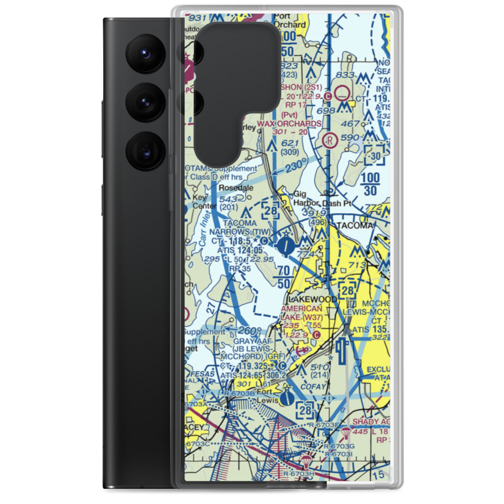 Tacoma Narrows Airport (TIW) VFR Sectional Samsung Case Samsung Galaxy S22 Ultra model shown