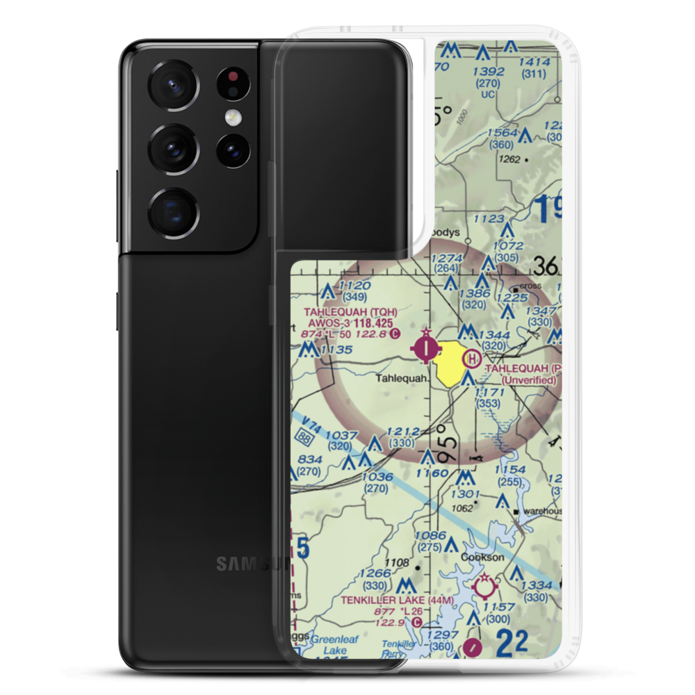 Tahlequah Municipal Airport (TQH) VFR Sectional Samsung Case Samsung Galaxy S21 Ultra model shown