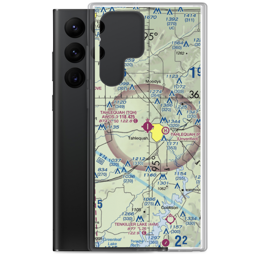 Tahlequah Municipal Airport (TQH) VFR Sectional Samsung Case Samsung Galaxy S22 Ultra model shown