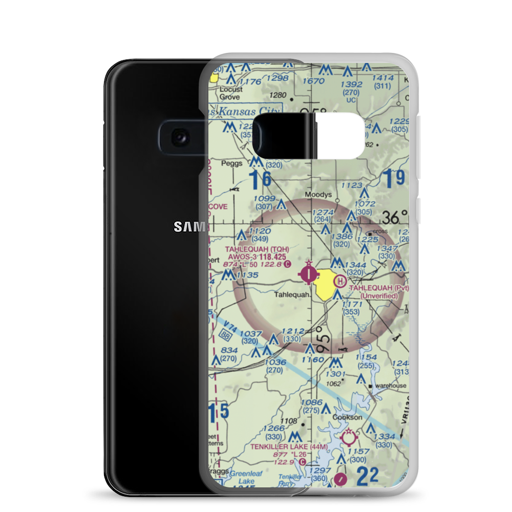 Tahlequah Municipal Airport (TQH) VFR Sectional Samsung Case Samsung Galaxy S10e model shown