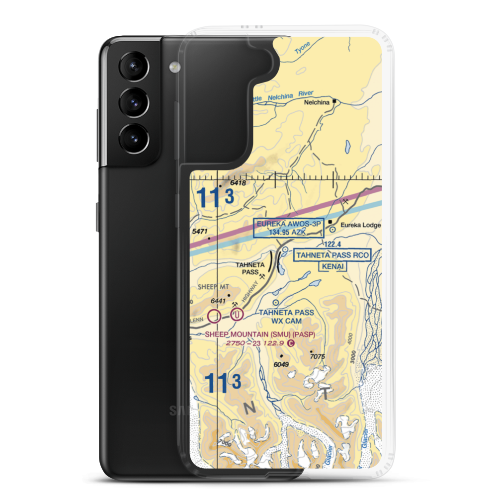 Tahneta Pass Airport (HNE) VFR Sectional Samsung Case Samsung Galaxy S21 Plus model shown