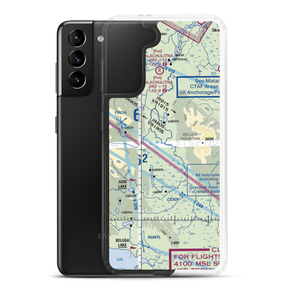 Talaheim Airport (1AK8) VFR Sectional Samsung Case Samsung Galaxy S21 Plus model shown