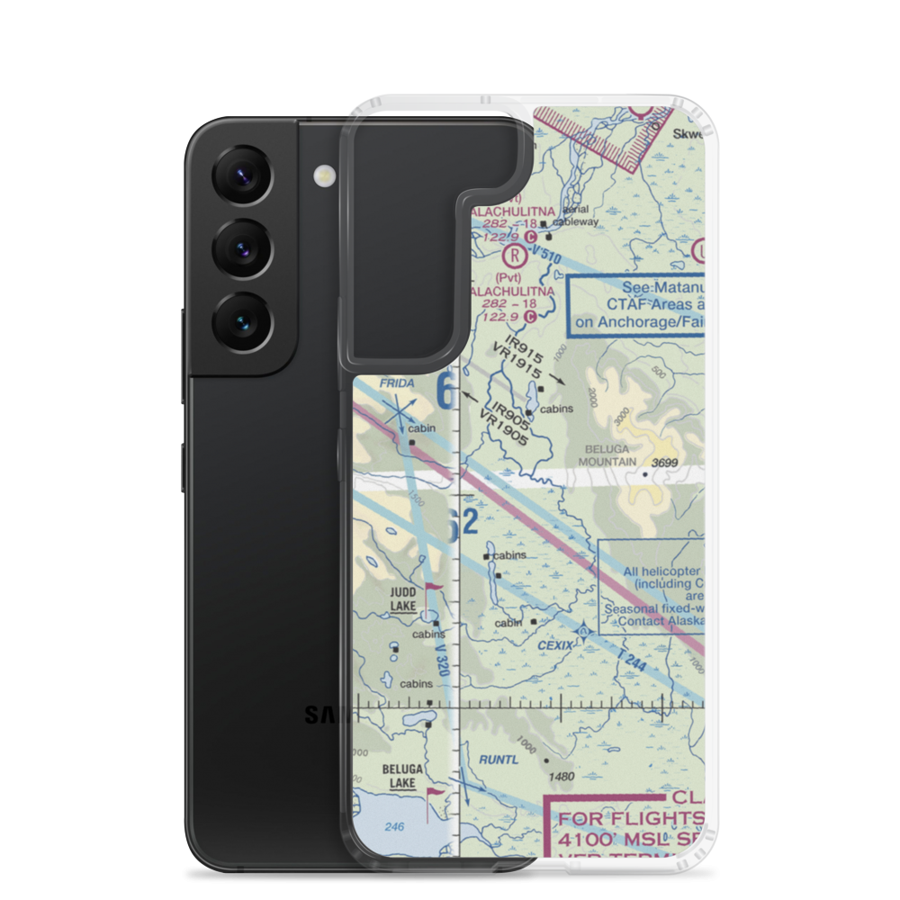 Talaheim Airport (1AK8) VFR Sectional Samsung Case Samsung Galaxy S22 model shown