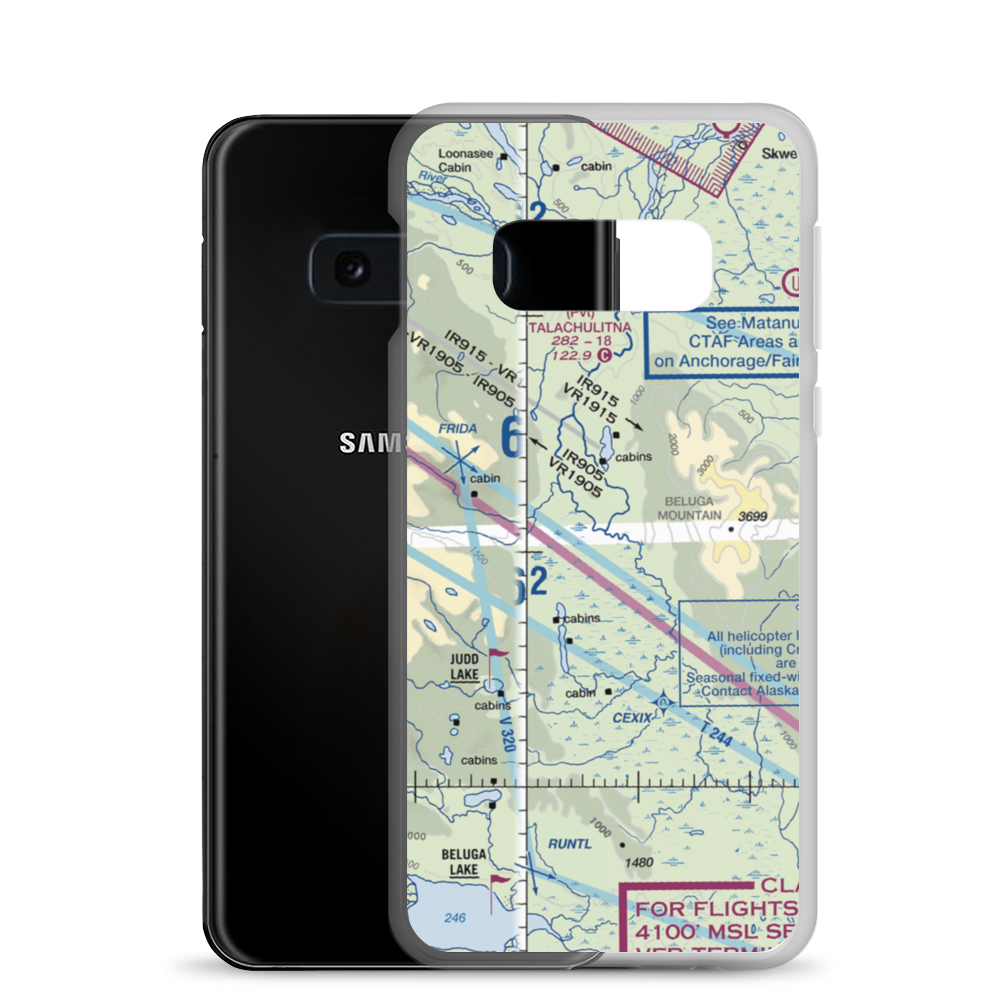 Talaheim Airport (1AK8) VFR Sectional Samsung Case Samsung Galaxy S10e model shown