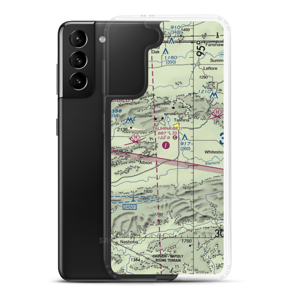 Talihina Municipal Airport (6F1) VFR Sectional Samsung Case Samsung Galaxy S21 Plus model shown