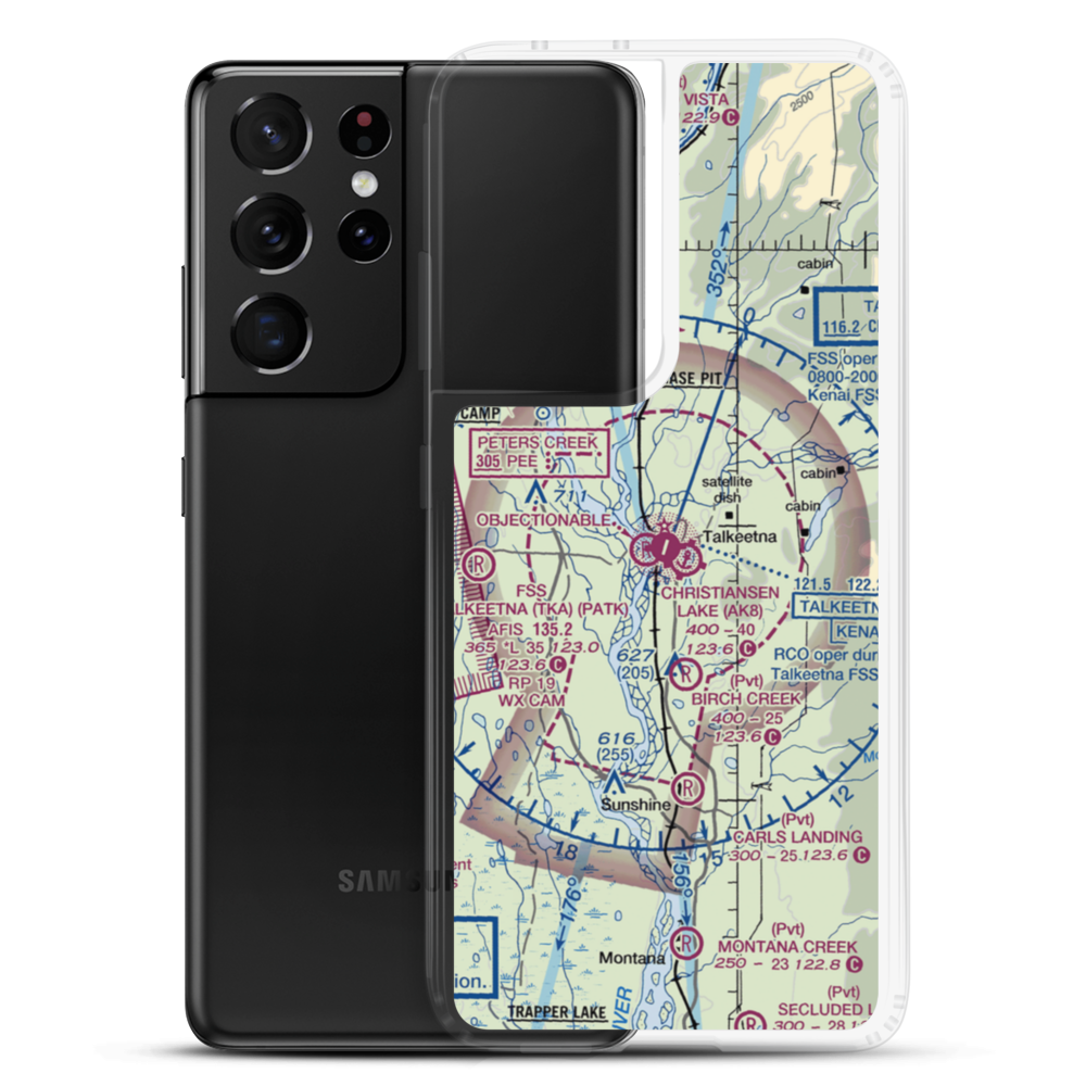 Talkeetna Airport (TKA) VFR Sectional Samsung Case Samsung Galaxy S21 Ultra model shown