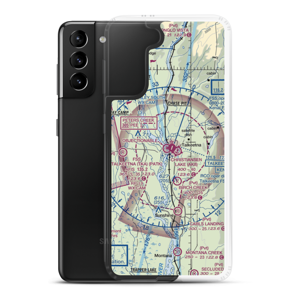 Talkeetna Village Strip (AK44) VFR Sectional Samsung Case Samsung Galaxy S21 Plus model shown