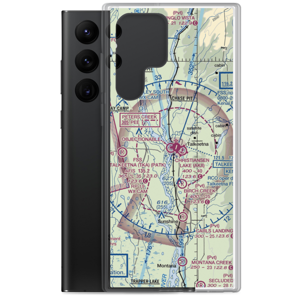 Talkeetna Village Strip (AK44) VFR Sectional Samsung Case Samsung Galaxy S22 Ultra model shown
